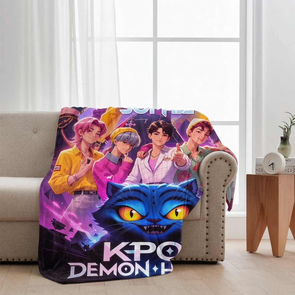 Personalized KPOP Demon Hunter Blanket Custom Name Gift for Daughter Blanket GradoCreations