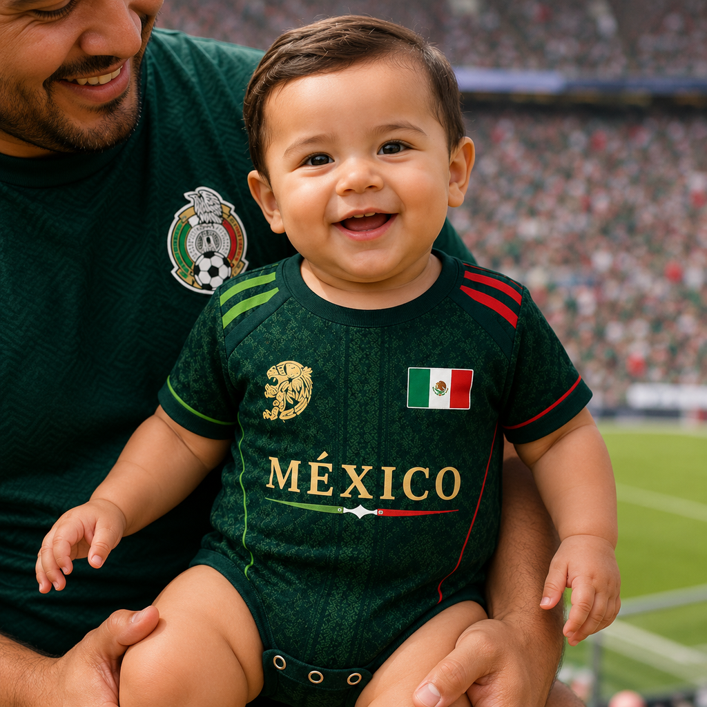 Personalized Mexico Soccer Baby Bodysuit Custom Name Gift for New Parents