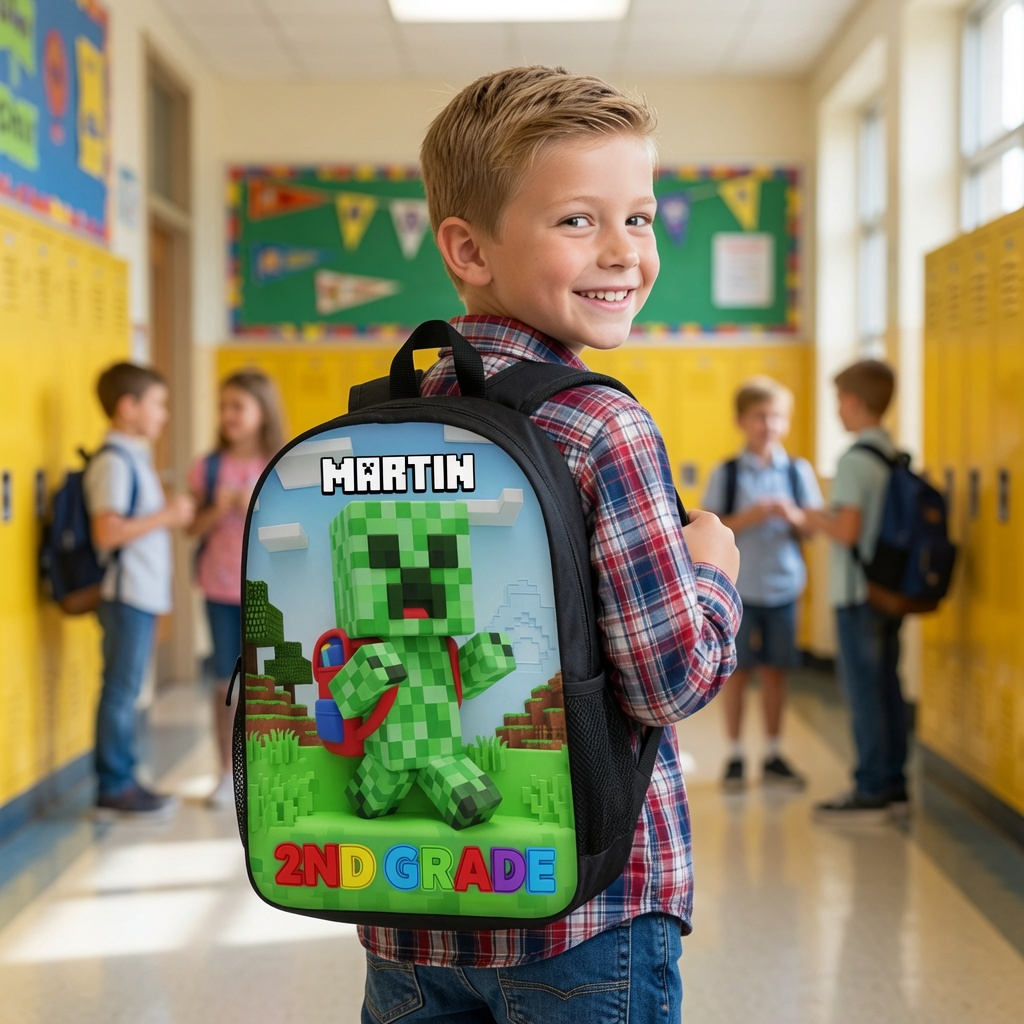 Personalized Minecraft Backpack Set for Kids - Back to School Gift
