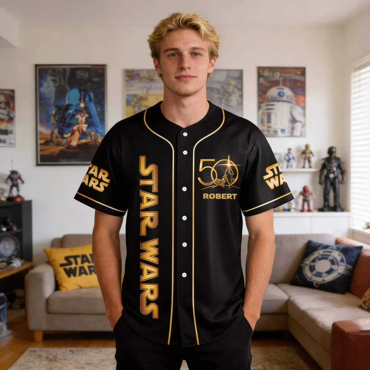 Personalized Star Wars Baseball Jersey Custom Gift for Movie Fans