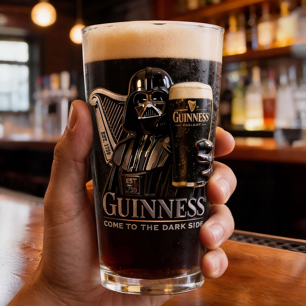 Personalized Guinness Beer Glass Come to the Dark Side Gift for Dad