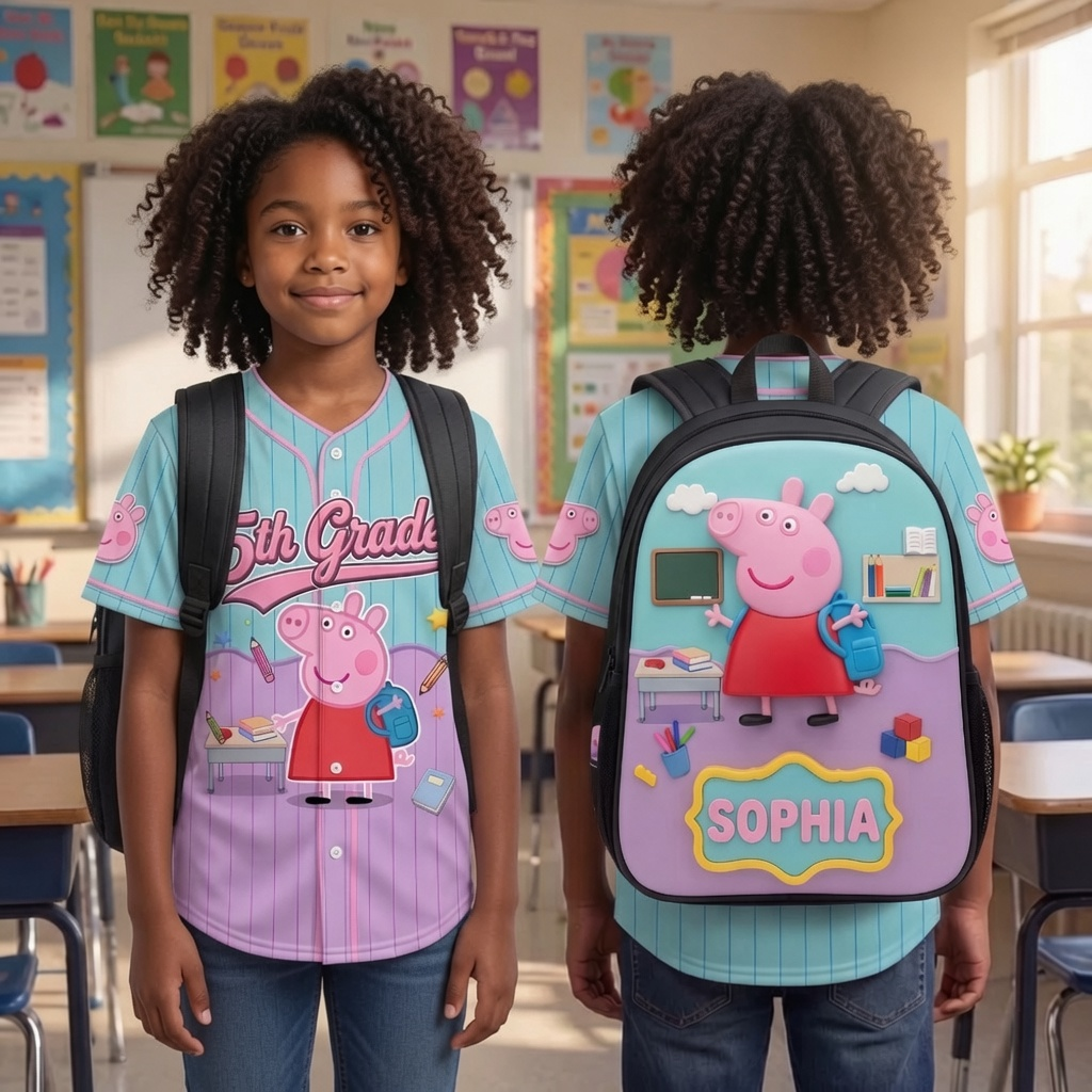 Personalized Kids Baseball Jersey with Pig Design for Back to School Gift Kid Baseball Jersey GradoCreations