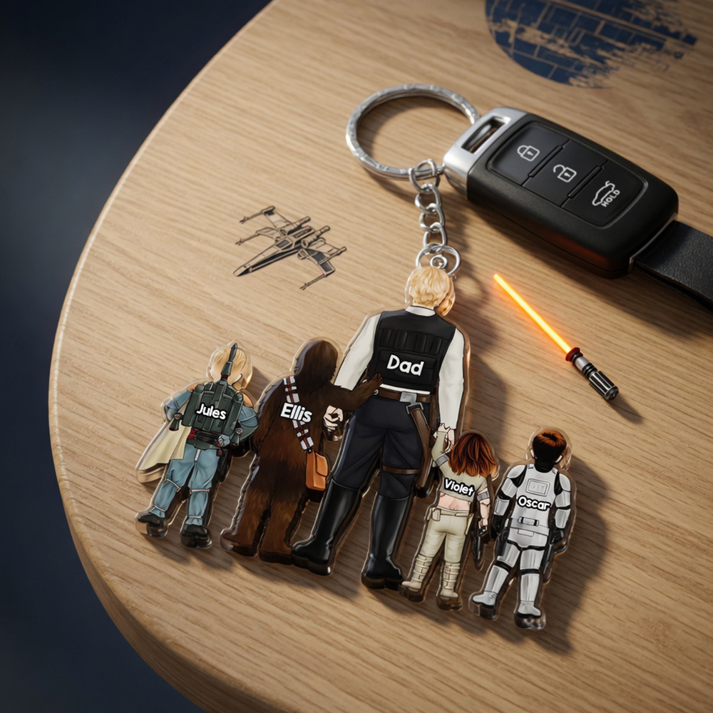 Personalized Space Warrior Acrylic Keychain Gift for Dad