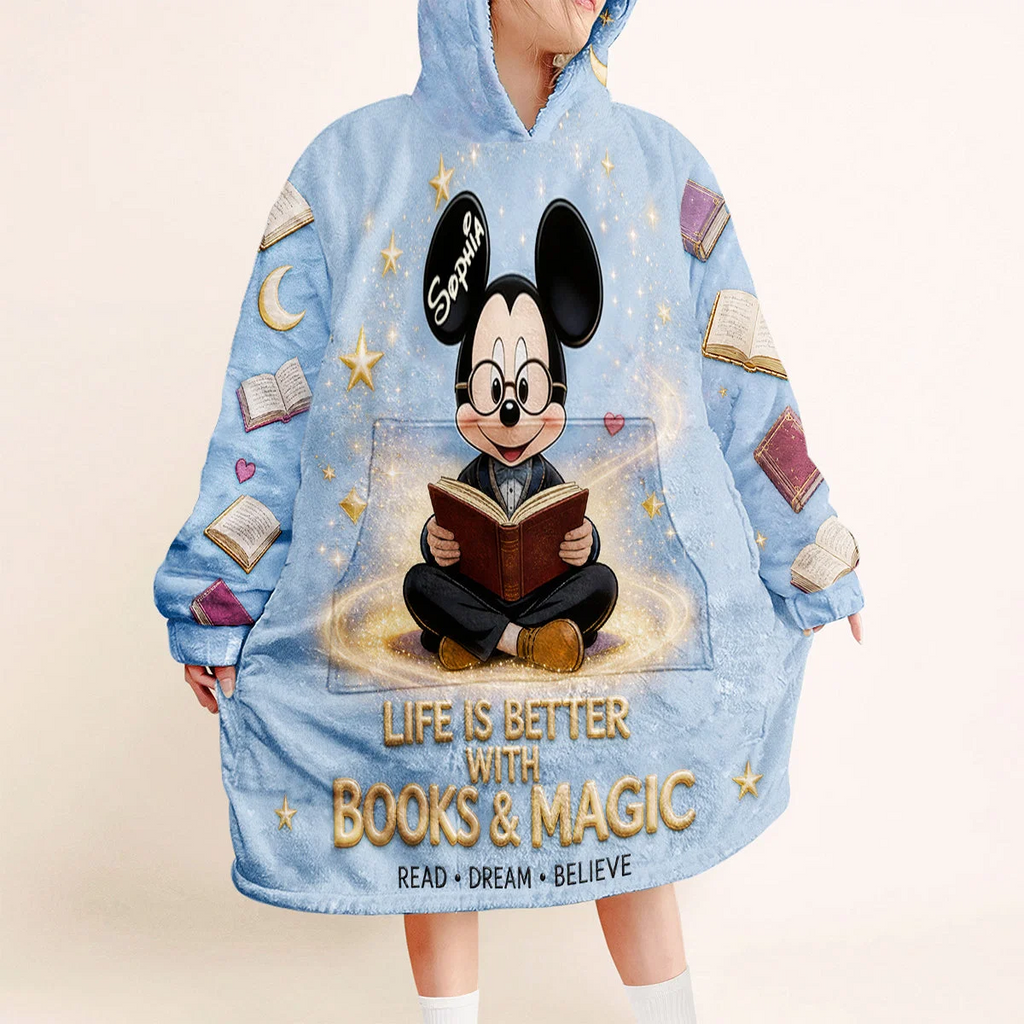Personalized Books & Magic Hoodie Custom Name Gift for Kids Blanket Hoodie GradoCreations