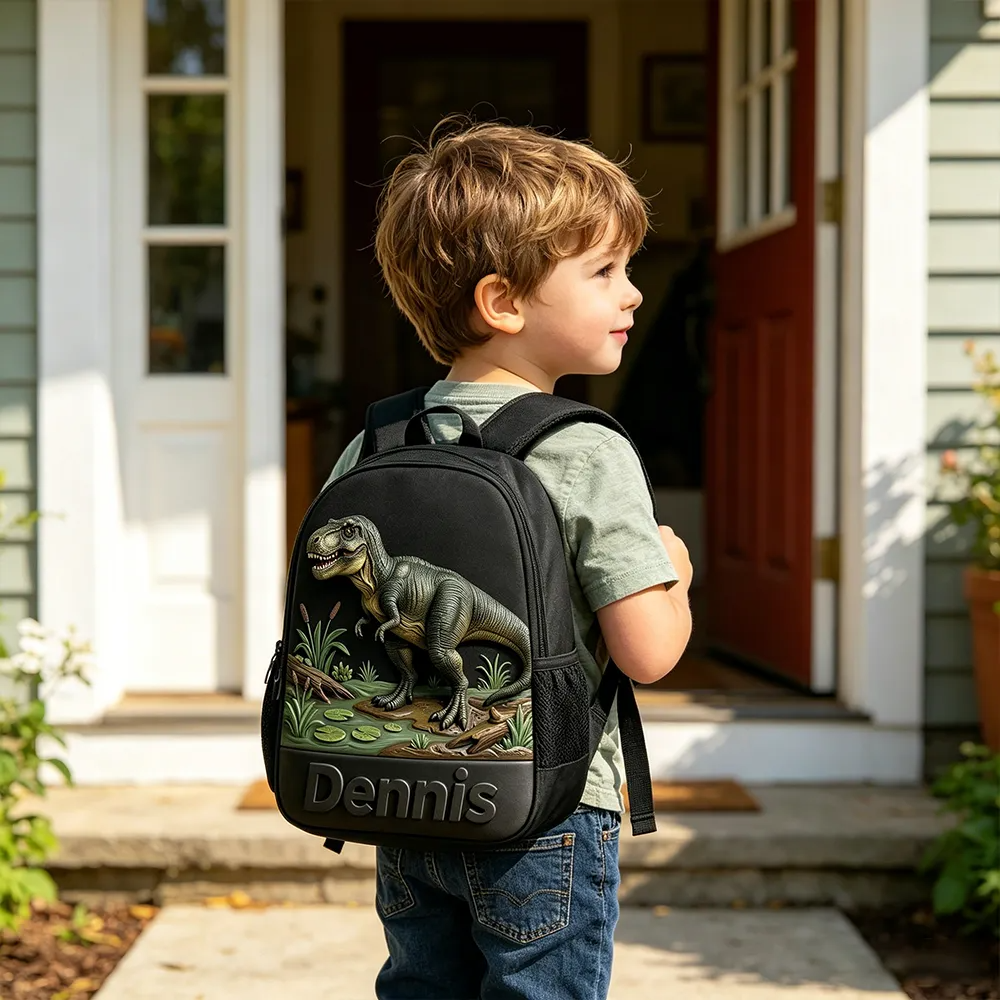 Personalized T Rex Dinosaur Backpack Set for Kids - Back to School Gift