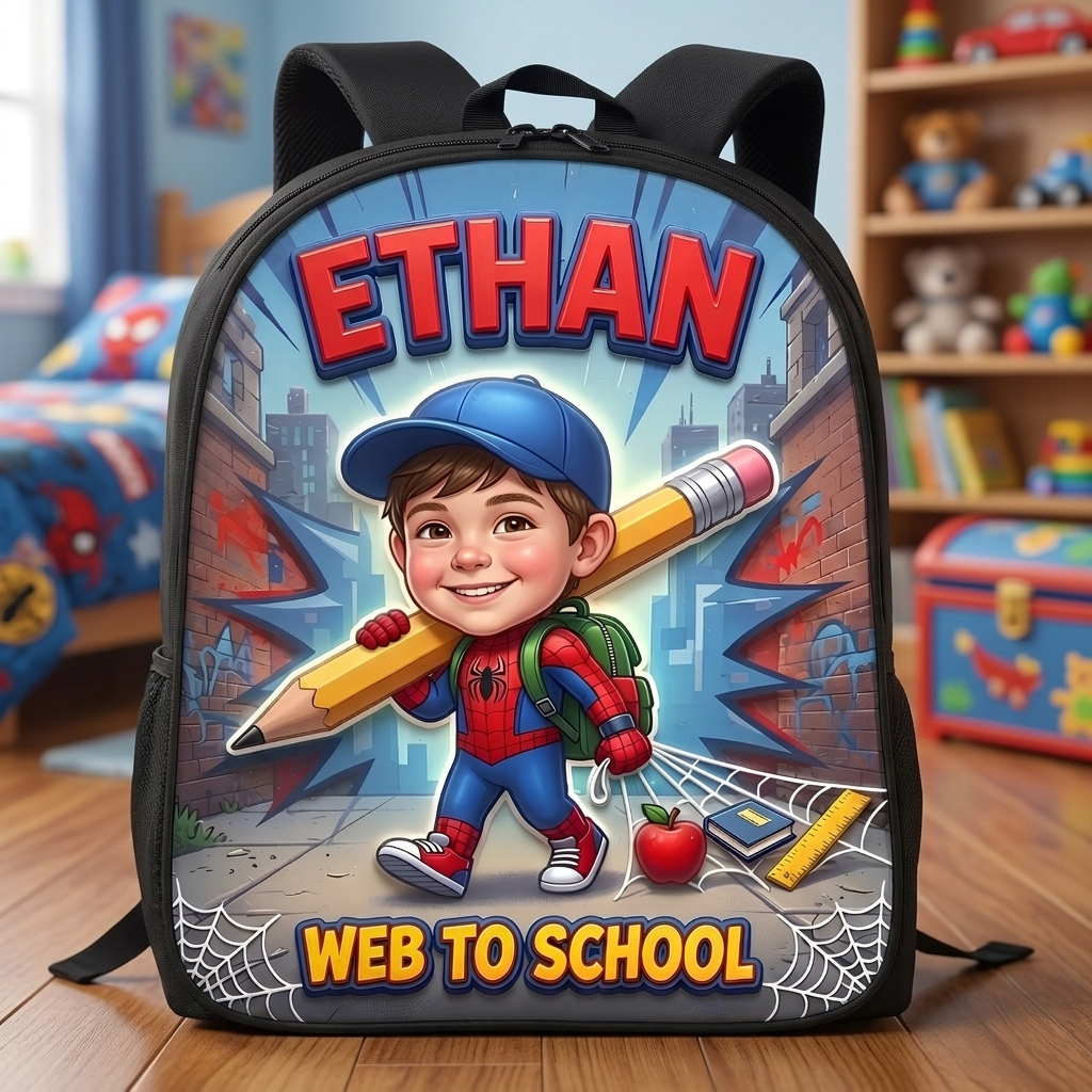 Personalized Superhero Kids Backpack, Lunch Bag, Pencil Case & Water Bottle Gift for Back to School School Backpack GradoCreations