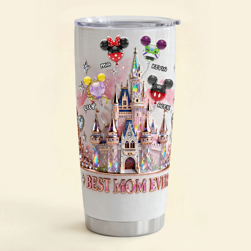Personalized Best Mom Ever Tumbler with Magic Castle Design - Gift for Mother's Day Tumbler GradoCreations