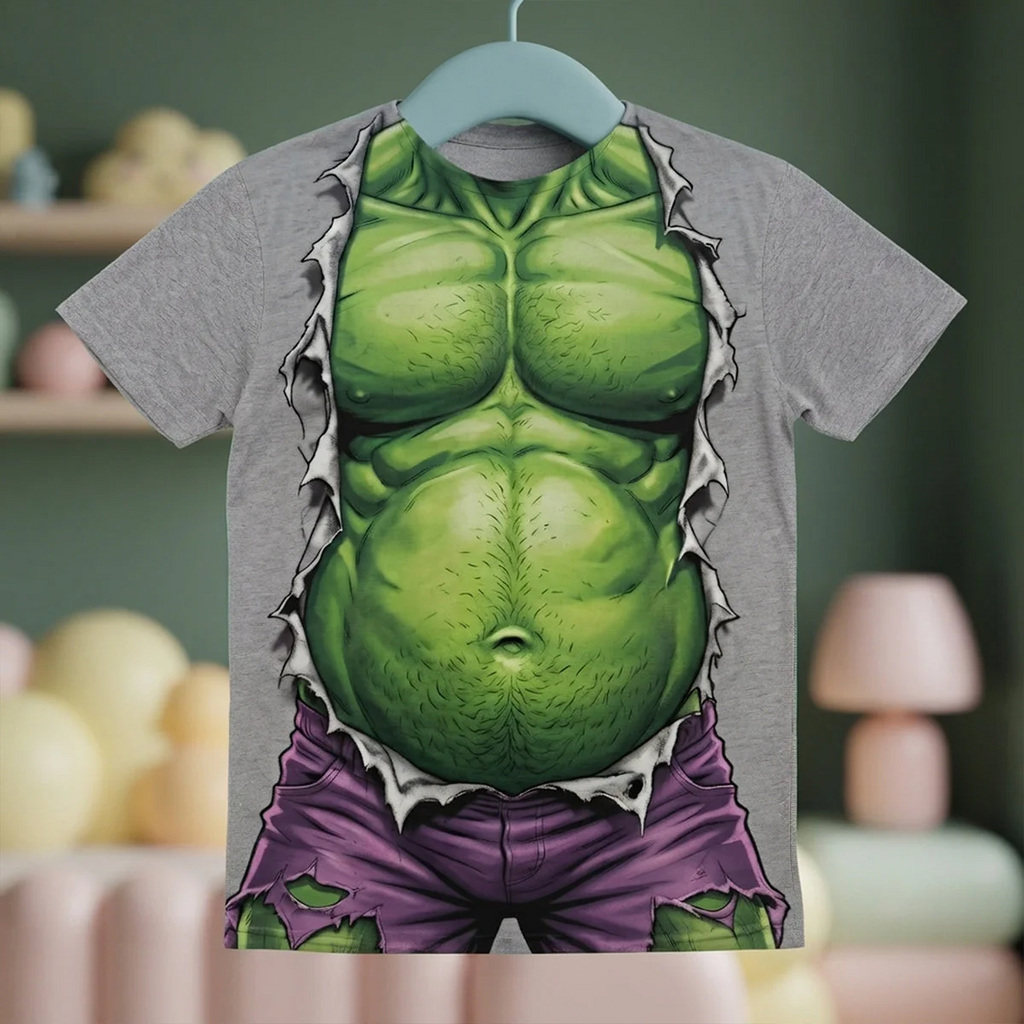 Funny Green Monster Personalized AOP T-Shirt Gift for Dad or Grandpa