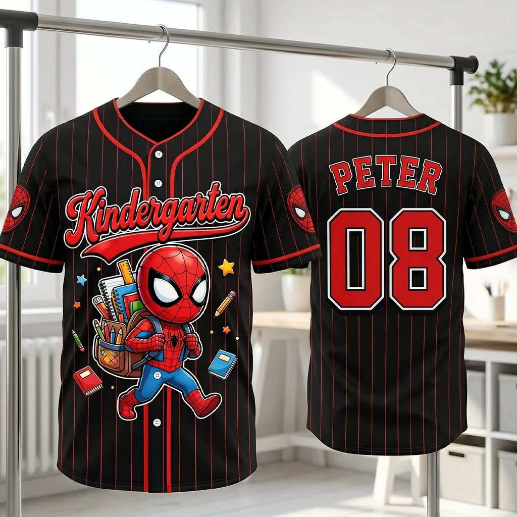 Personalized Spider-Man Baseball Jersey Custom Grade Gift for Kids Kid Baseball Jersey GradoCreations
