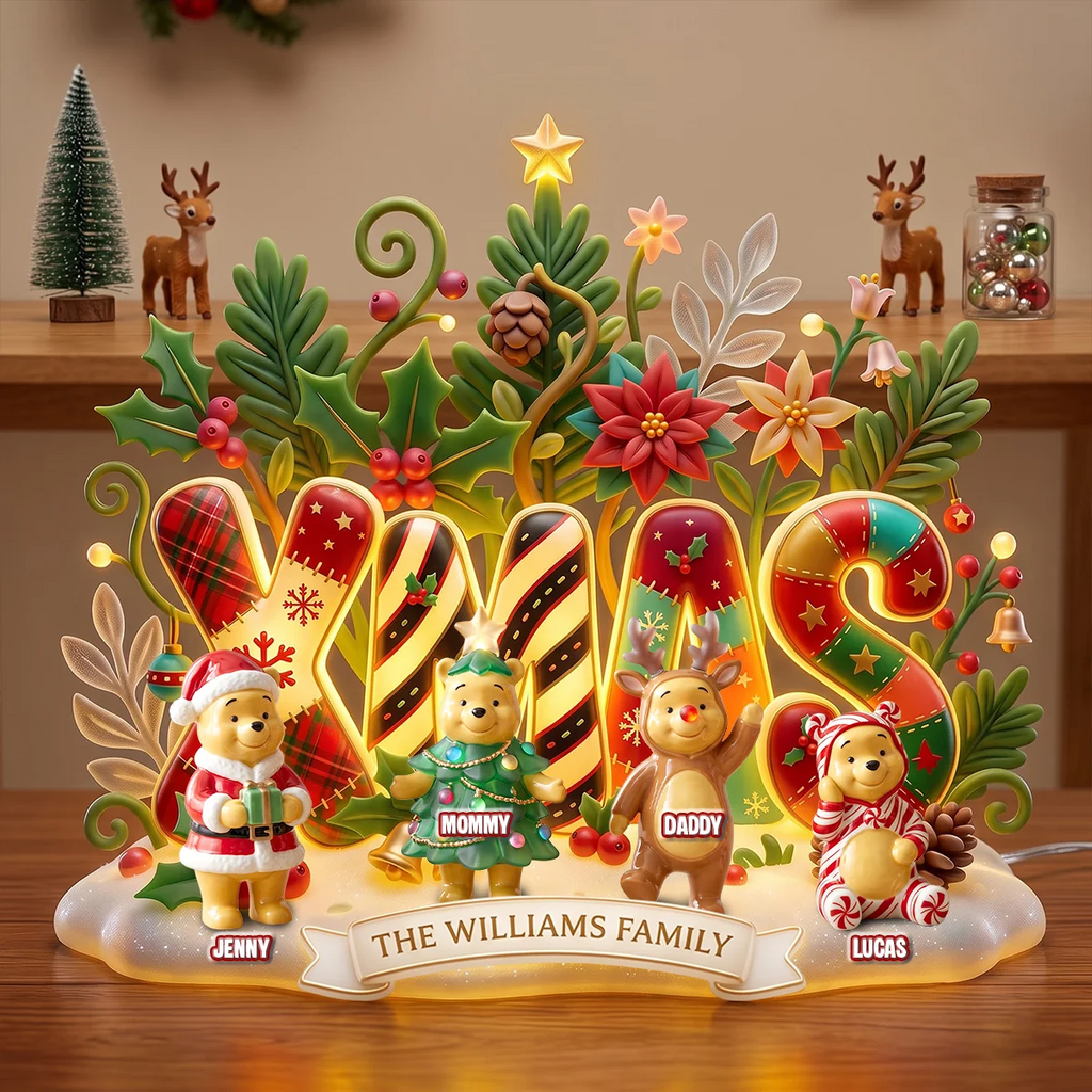 Personalized Christmas Acrylic Light Box Custom Family Name Decor Acrylic Light Box GradoCreations