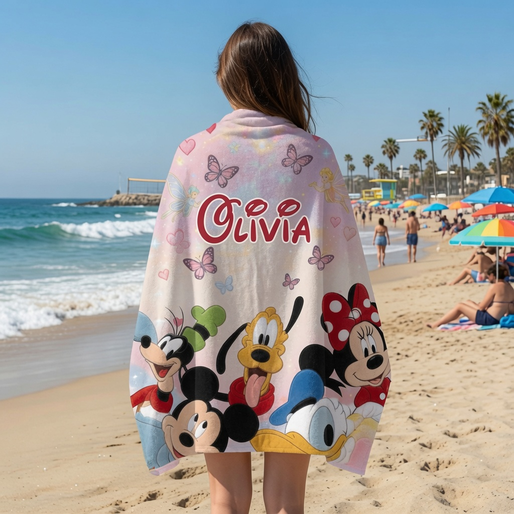 Personalized Disney Beach Towel with Friends for Kids | Summer Gift Beach Towel GradoCreations