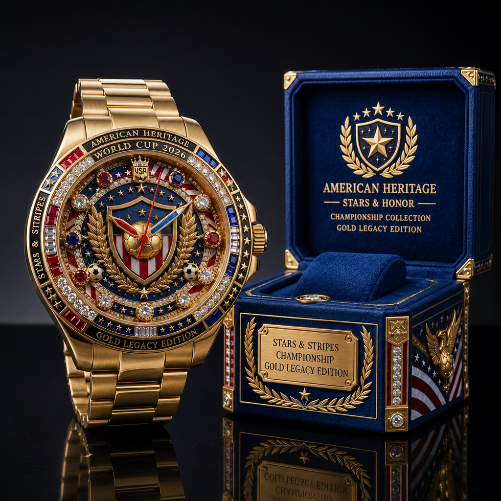 Personalized USA Flag Men's Wrist Watch Gift for Football Fans