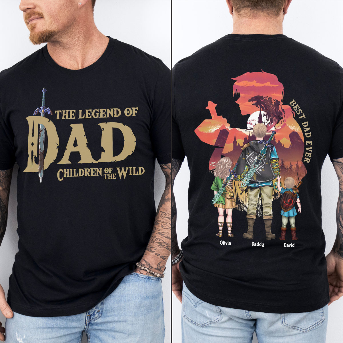 Personalized Best Dad Ever T-Shirt Custom Name Gift for Dad