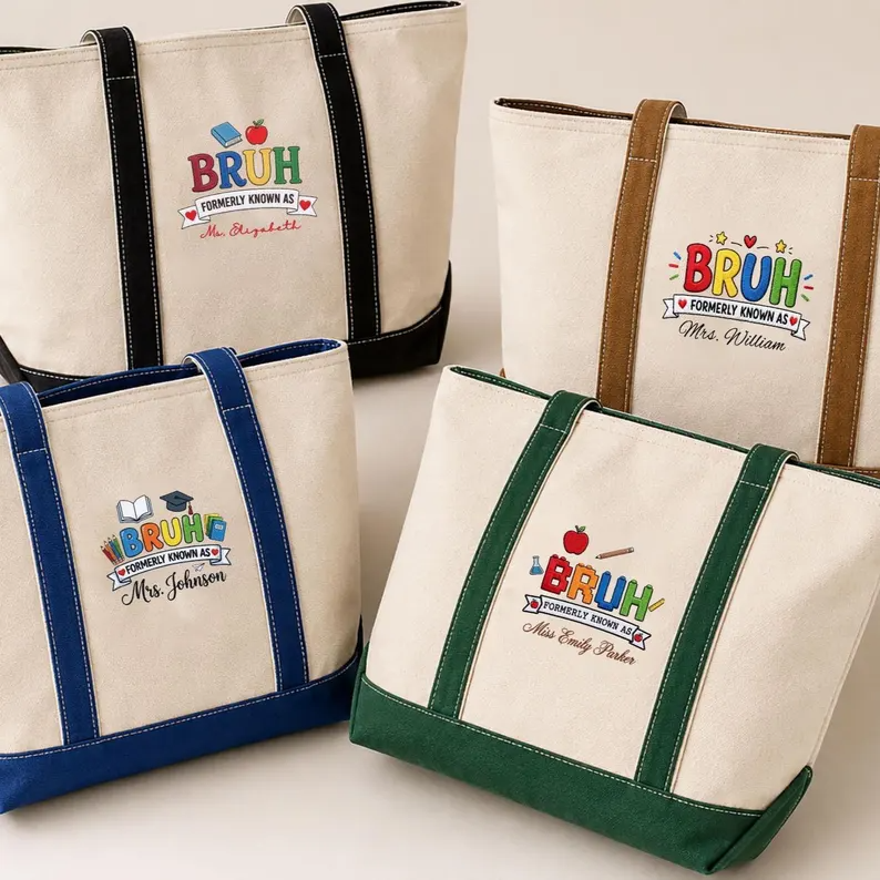 Personalized Embroidery Tote Bag Custom Name Gift for Teacher