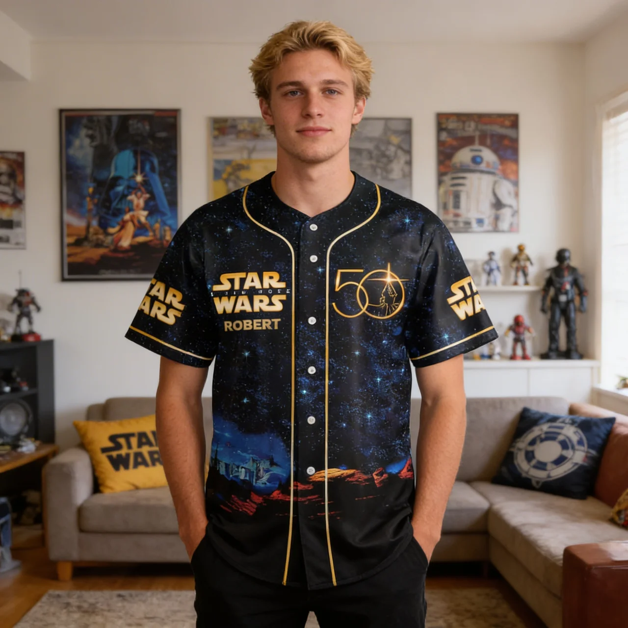Personalized Star Wars 50th Anniversary Baseball Jersey Gift for Movie Fans