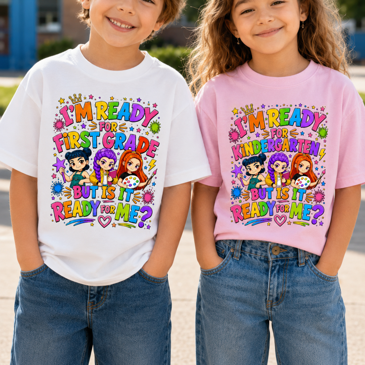 Personalized Kids Back to School Shirt Funny Gift for Kindergarten First Grade Cotton Apparel GradoCreations