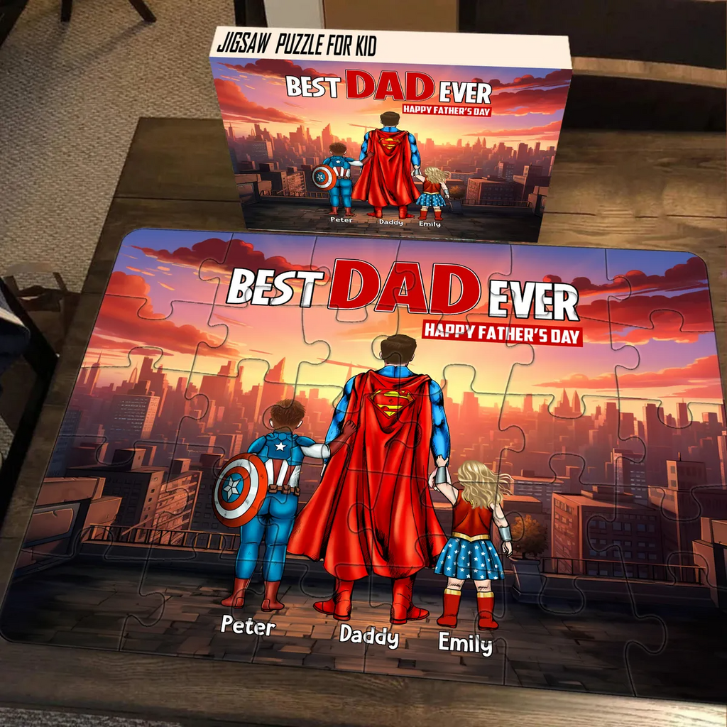 Personalized Superhero Dad Puzzle Best Dad Ever Gift for Father's Day