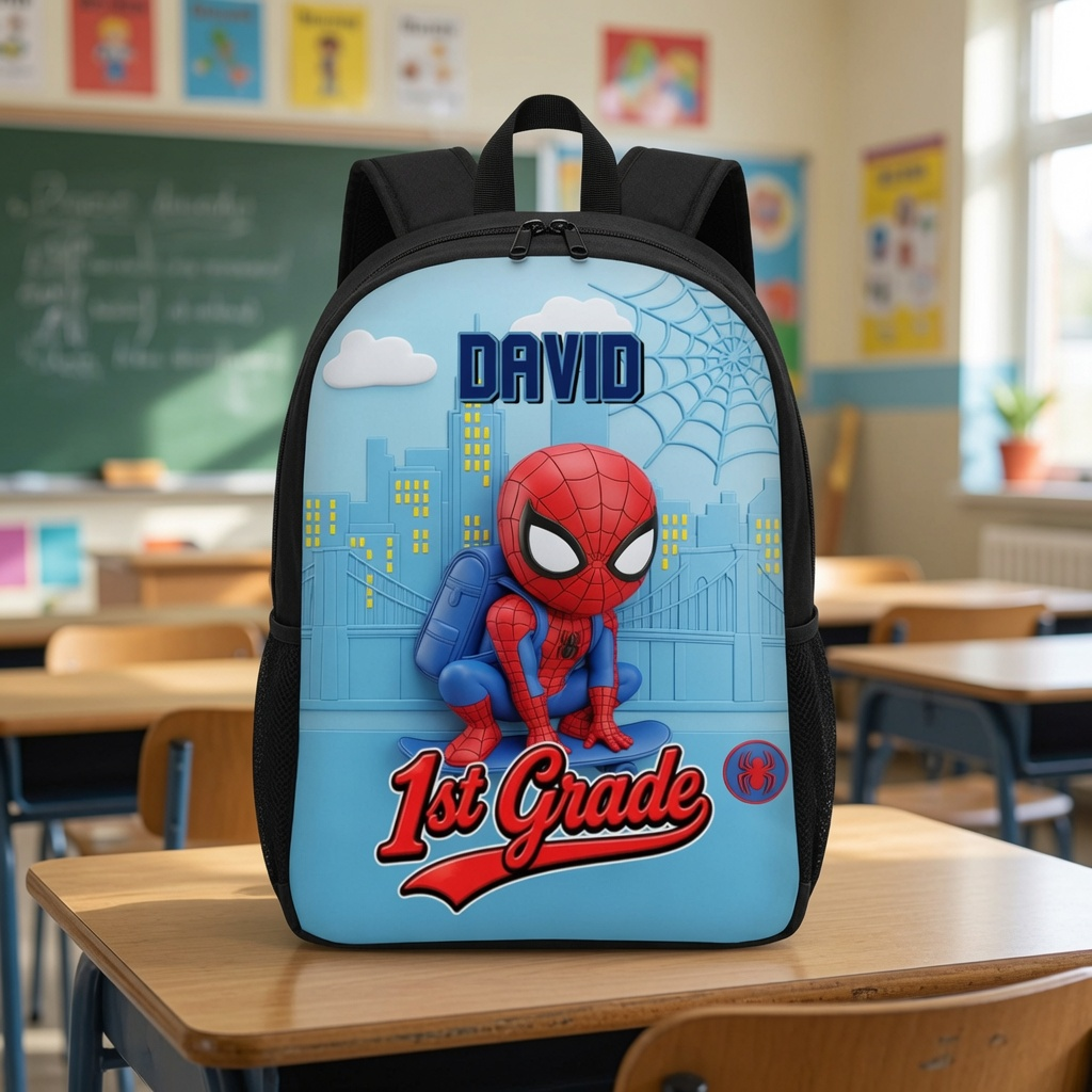 Personalized Spiderman Backpack Set for Kids - School Gift