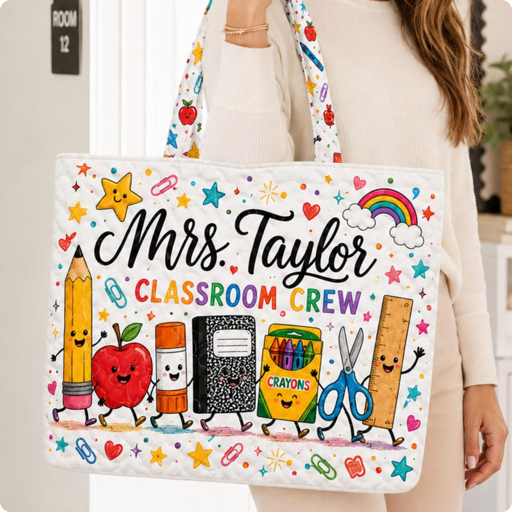 Personalized Teacher Tote Bag Classroom Crew Design for Educator Gift