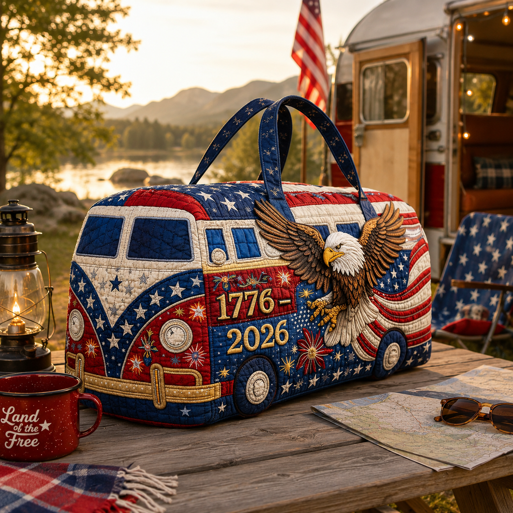 Patriotic Quilted Duffle Bag 250 Years of Freedom Gift
