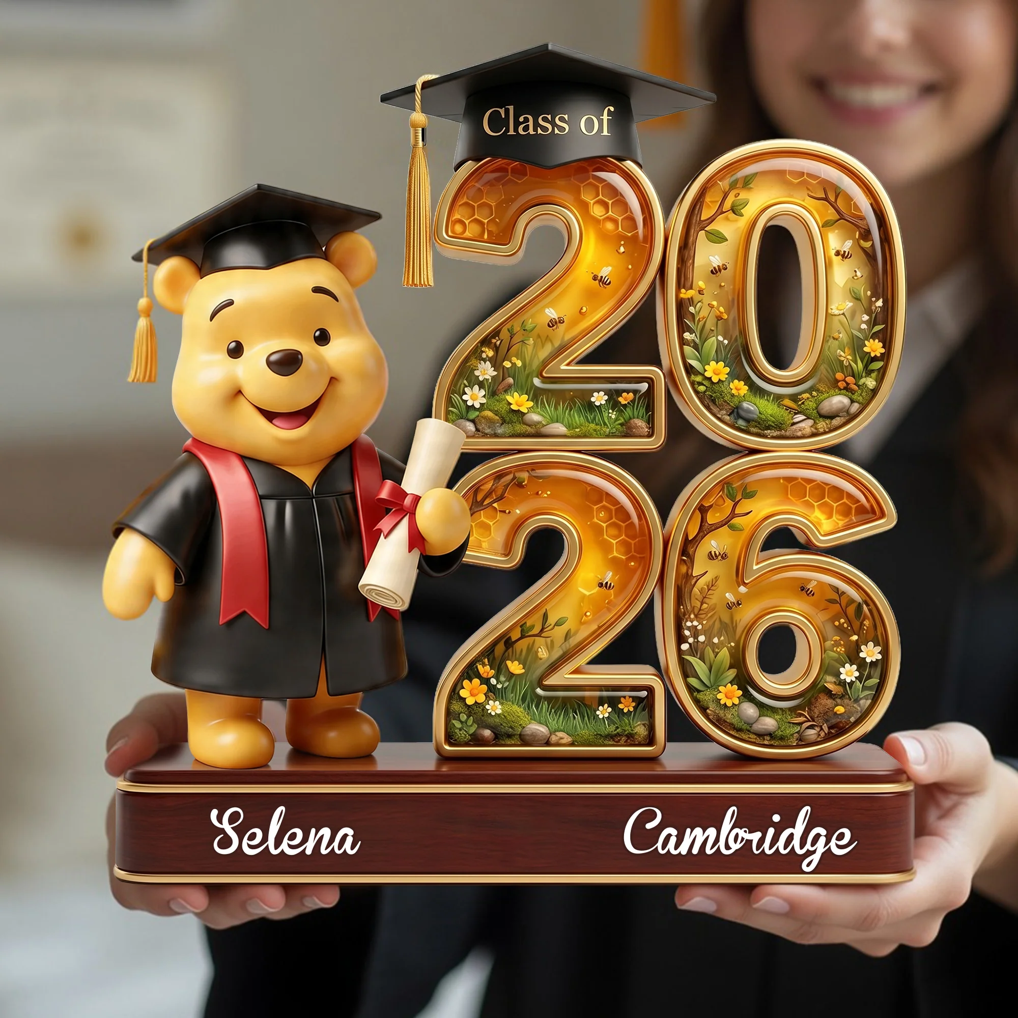 Personalized Graduation Acrylic Plaque Honey Bear Gift Idea