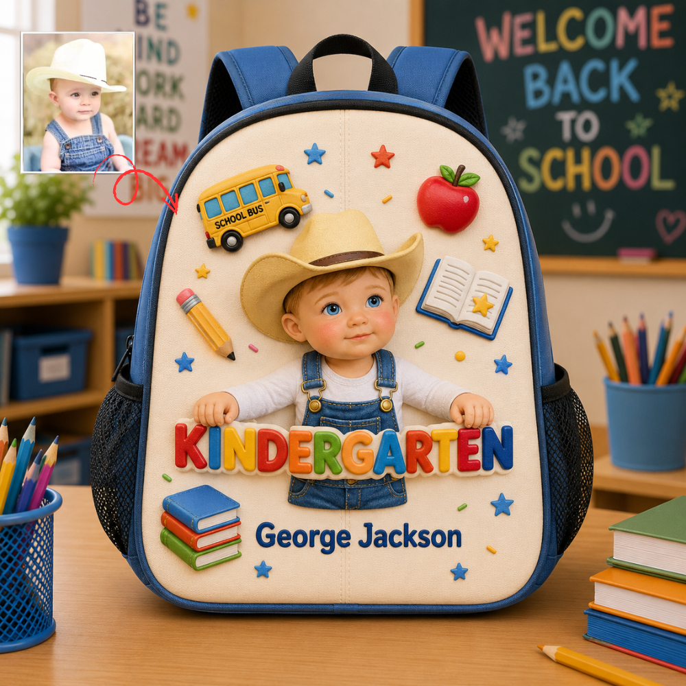 Personalized Pre-K Cartoon Kid Backpack Set with Lunch Bag, Pencil Case & Water Bottle