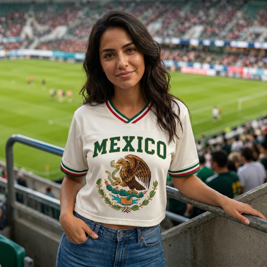 Personalized Mexico Soccer Jersey Crop Tee Custom Name Gift for Sports Fans