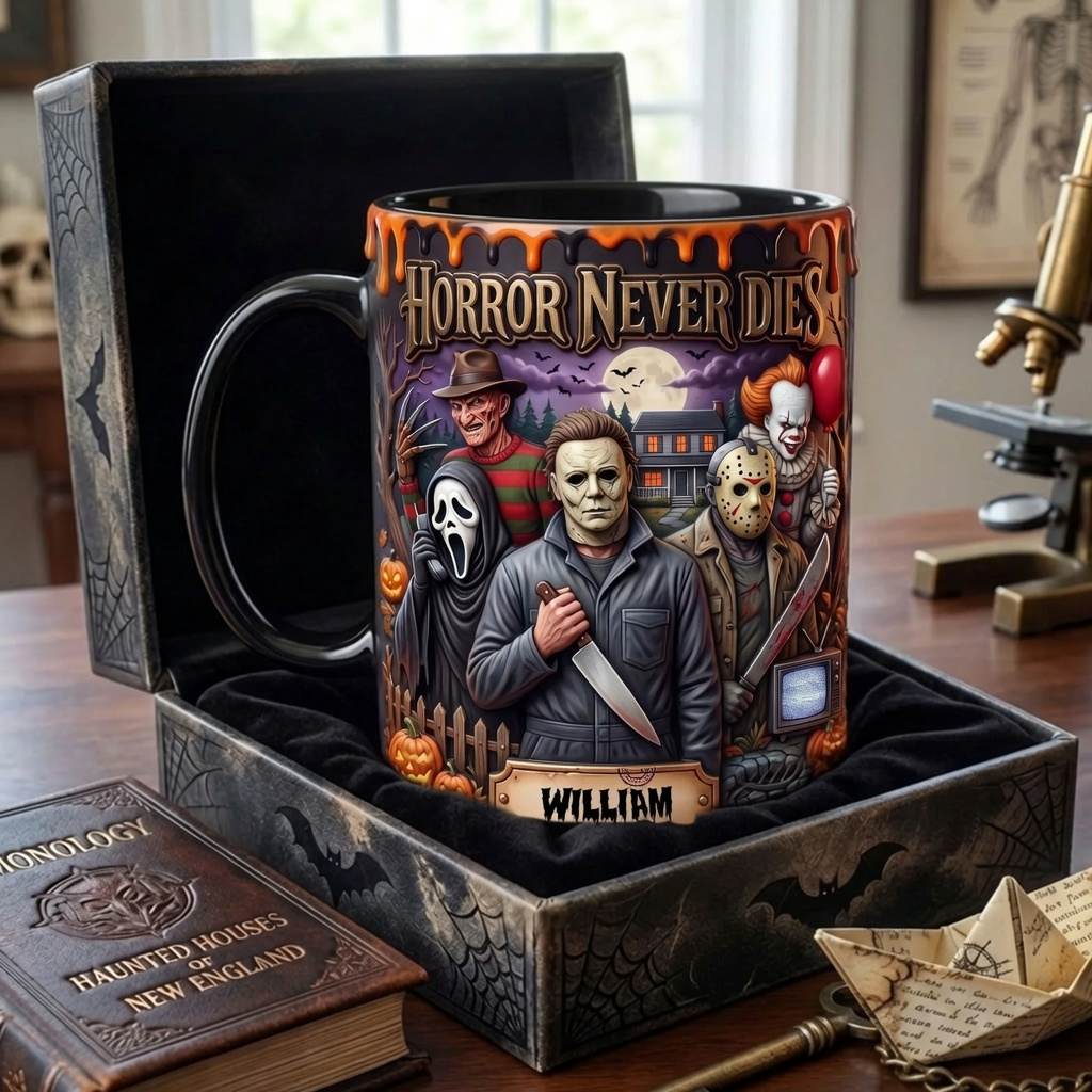 Personalized Horror Magic Coffee Mug Custom Name Halloween Gift for Movie Fans Mug GradoCreations