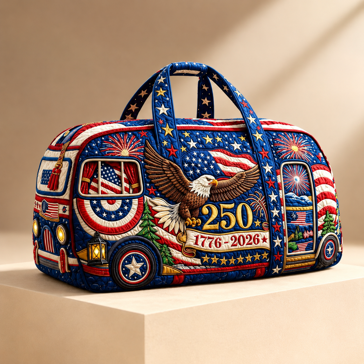 Patriotic Eagle Quilted Duffle Bag Custom for Travel Gift