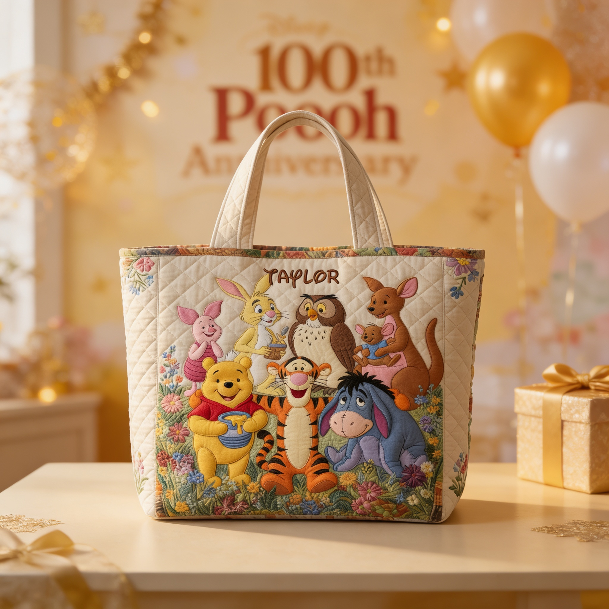 Personalized Quilted Tote Bag with Forest Friends for Movie Fans