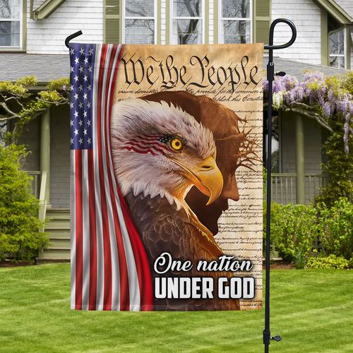 American Flag with Eagle & Jesus - Personalized 250th Anniversary Gift Flag GradoCreations