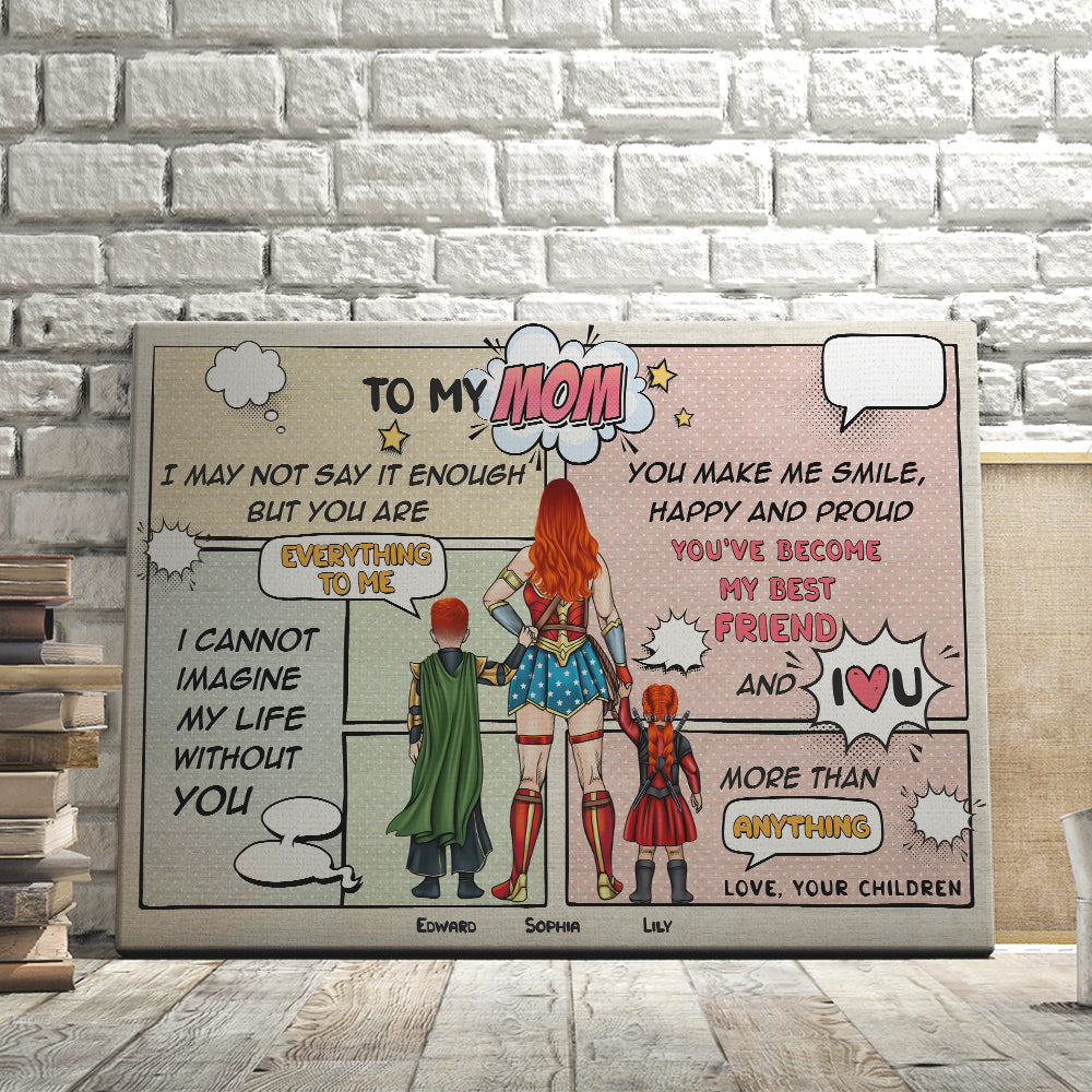 Personalized Super Hero Mom Canvas Poster Gift for Mother's Day