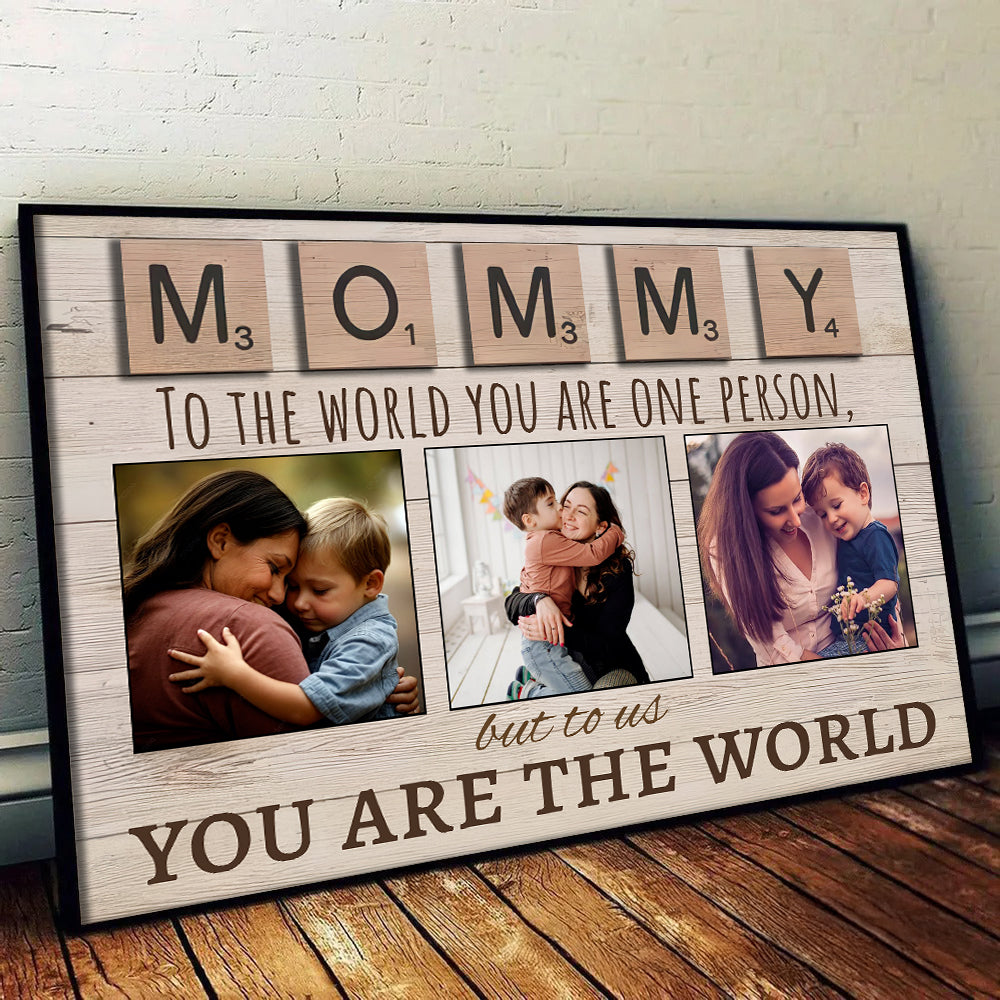 Personalized Canvas Photo Art Gift for Mom Grandma - Custom Message