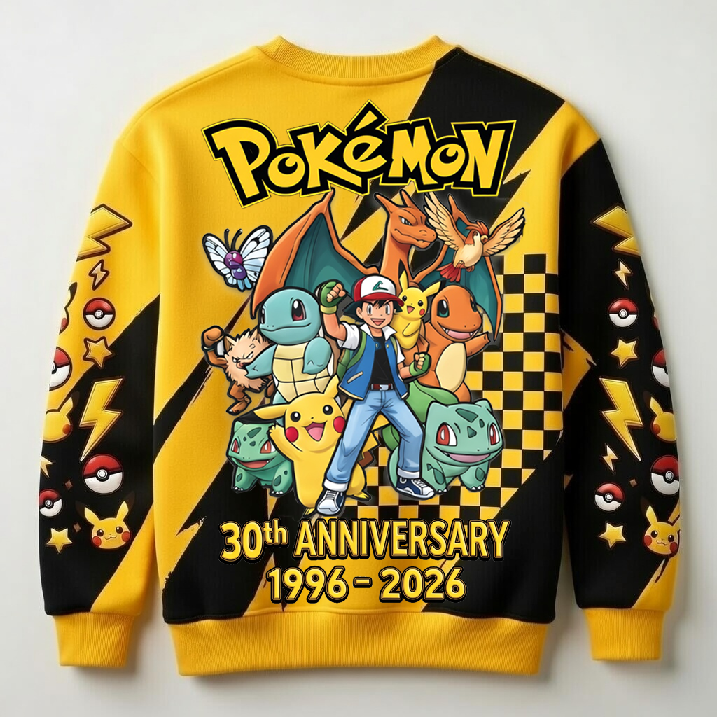 Personalized All Over Print Shirt for Pokémon Fans - 30th Anniversary Gift