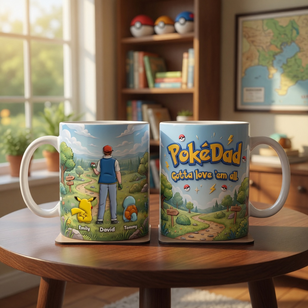 Personalized PokéDad Mug Custom Name Gift for Dad