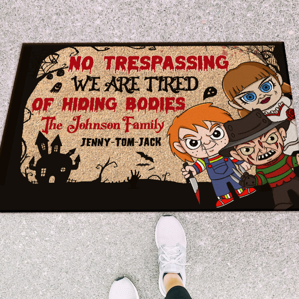 Personalized No Trespassing Doormat Custom Family Name Halloween Gift