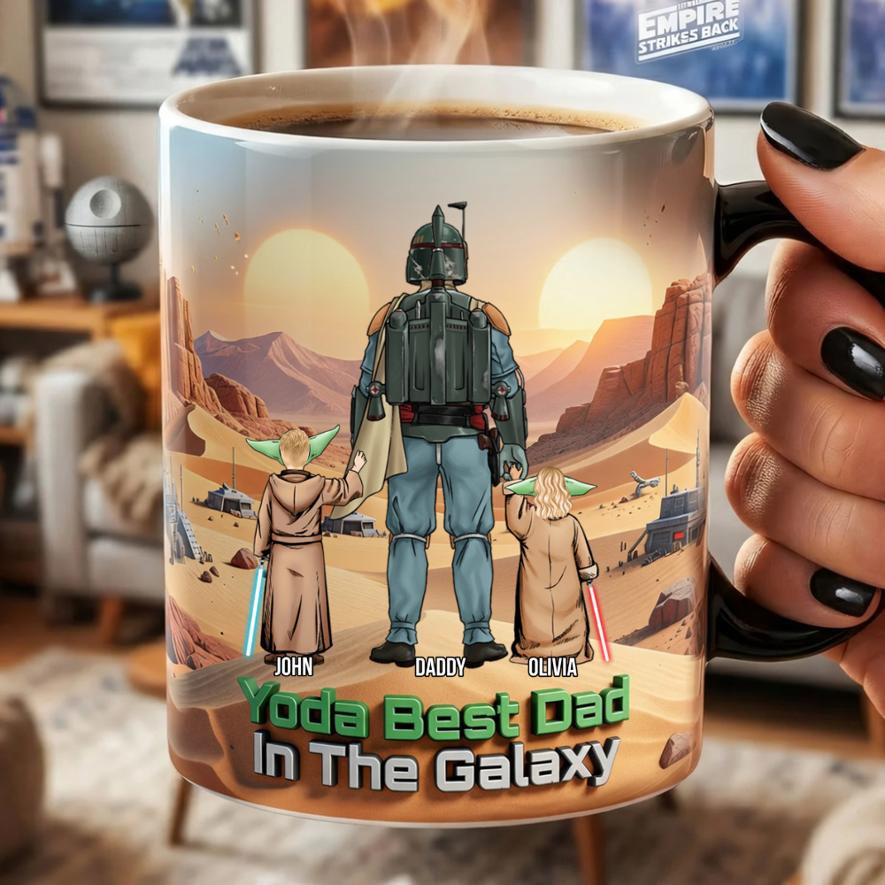 Personalized Yoda Best Dad In The Galaxy Accent Mug Gift