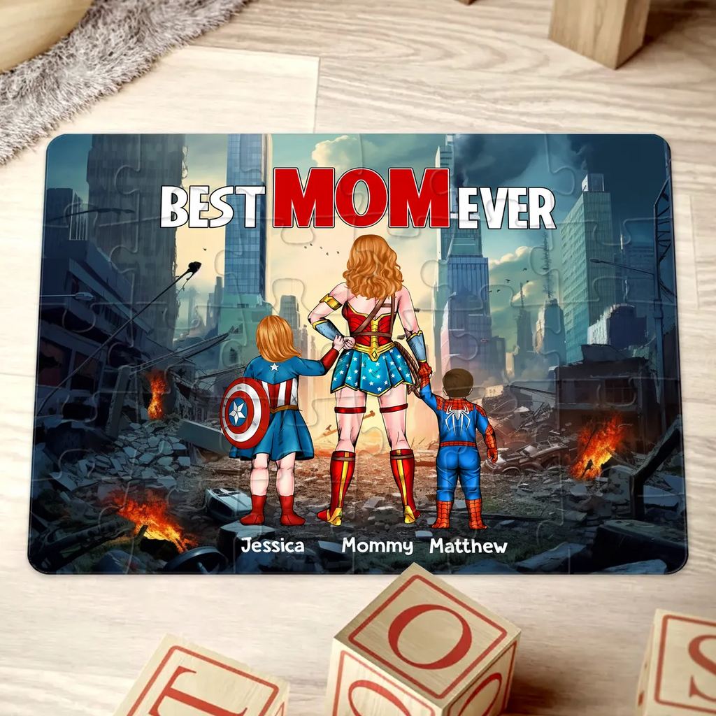 Personalized Superhero Puzzle Best Mom Ever Gift for Mom