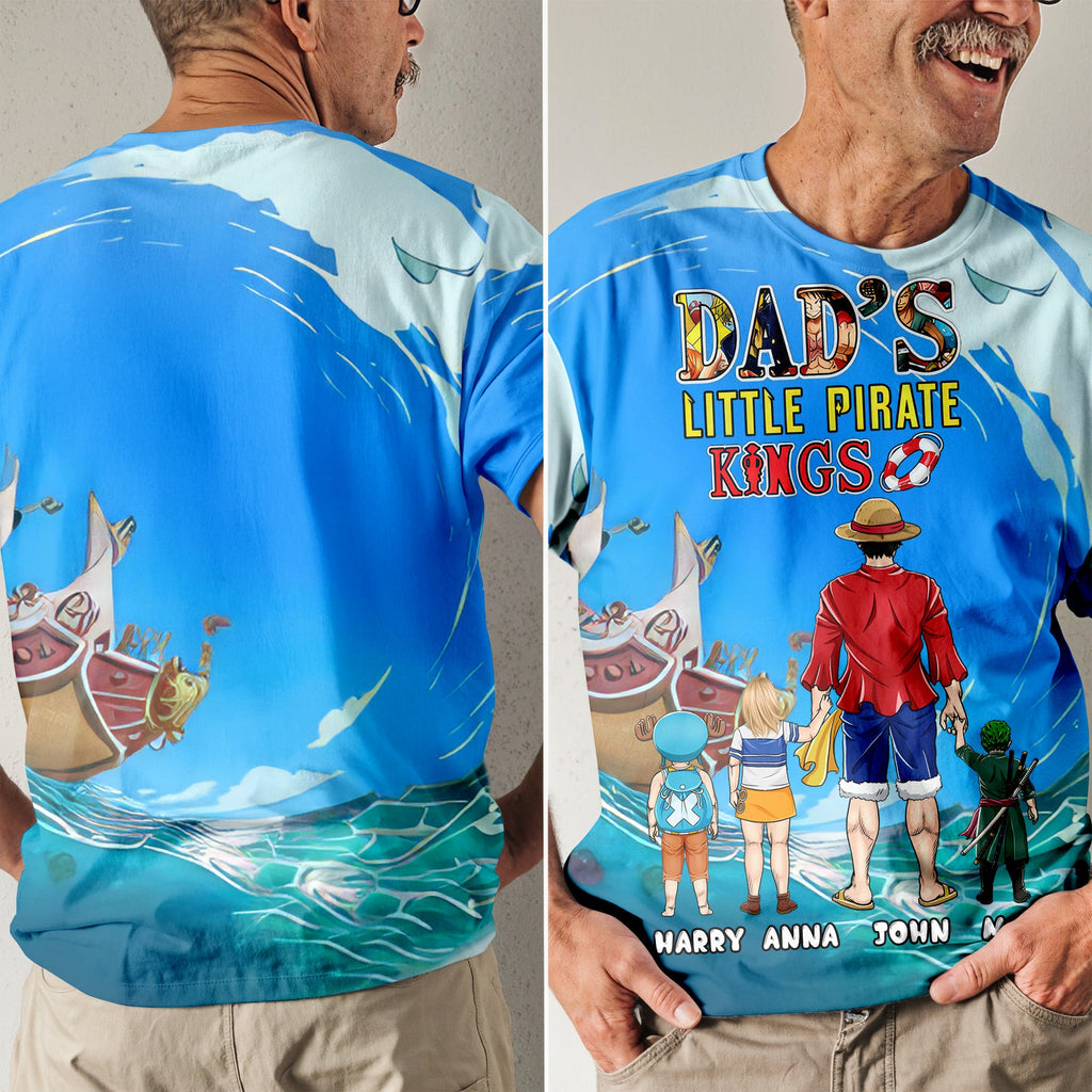 Personalized Dad's Little Pirate Kings 3D T-shirt Gift for Dad