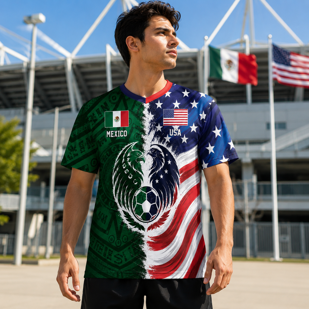 Personalized Soccer Jersey Custom Name USA Mexico Flag Gift for Football Lovers