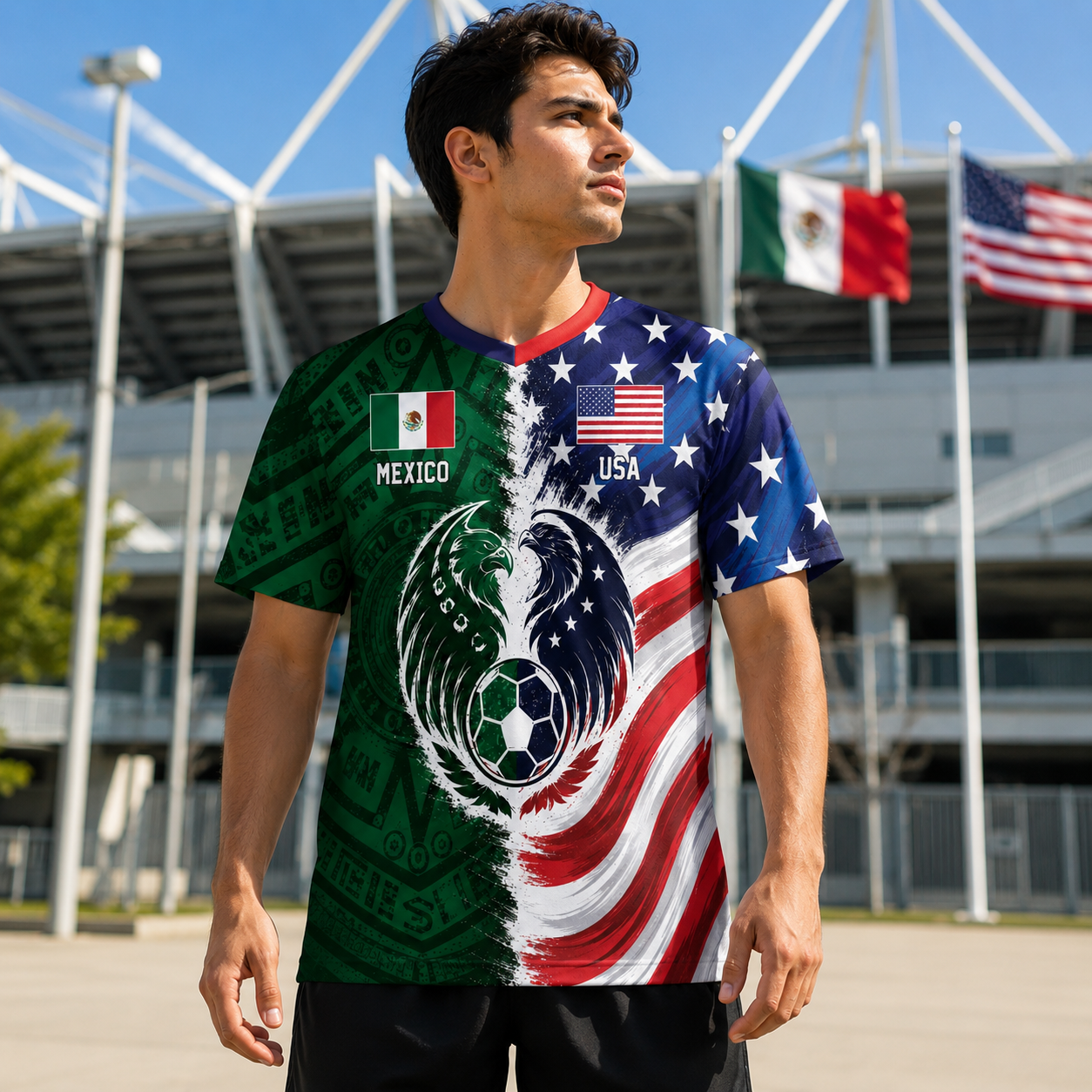 Personalized Soccer Jersey Custom Name USA Mexico Flag Gift for Football Lovers