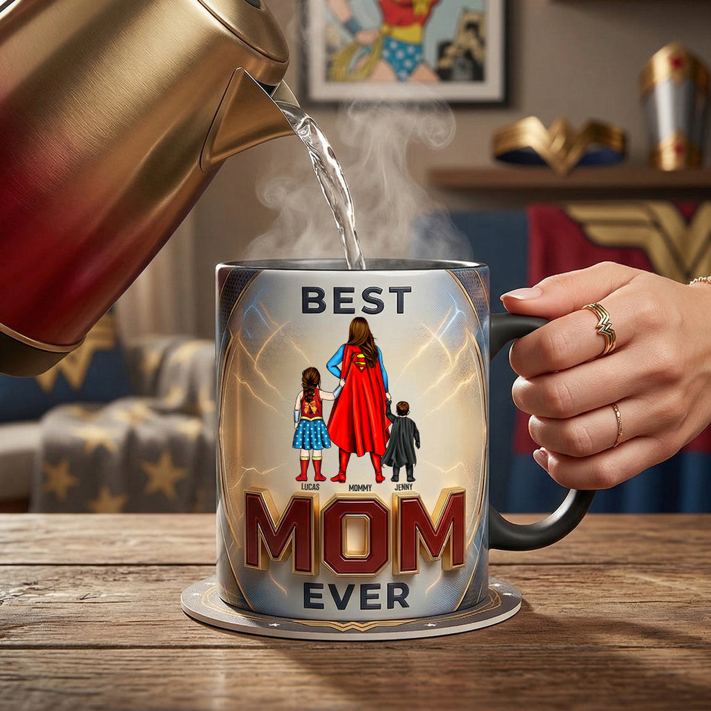 Personalized Best Mom Ever Accent Mug Custom Names Gift Mug GradoCreations