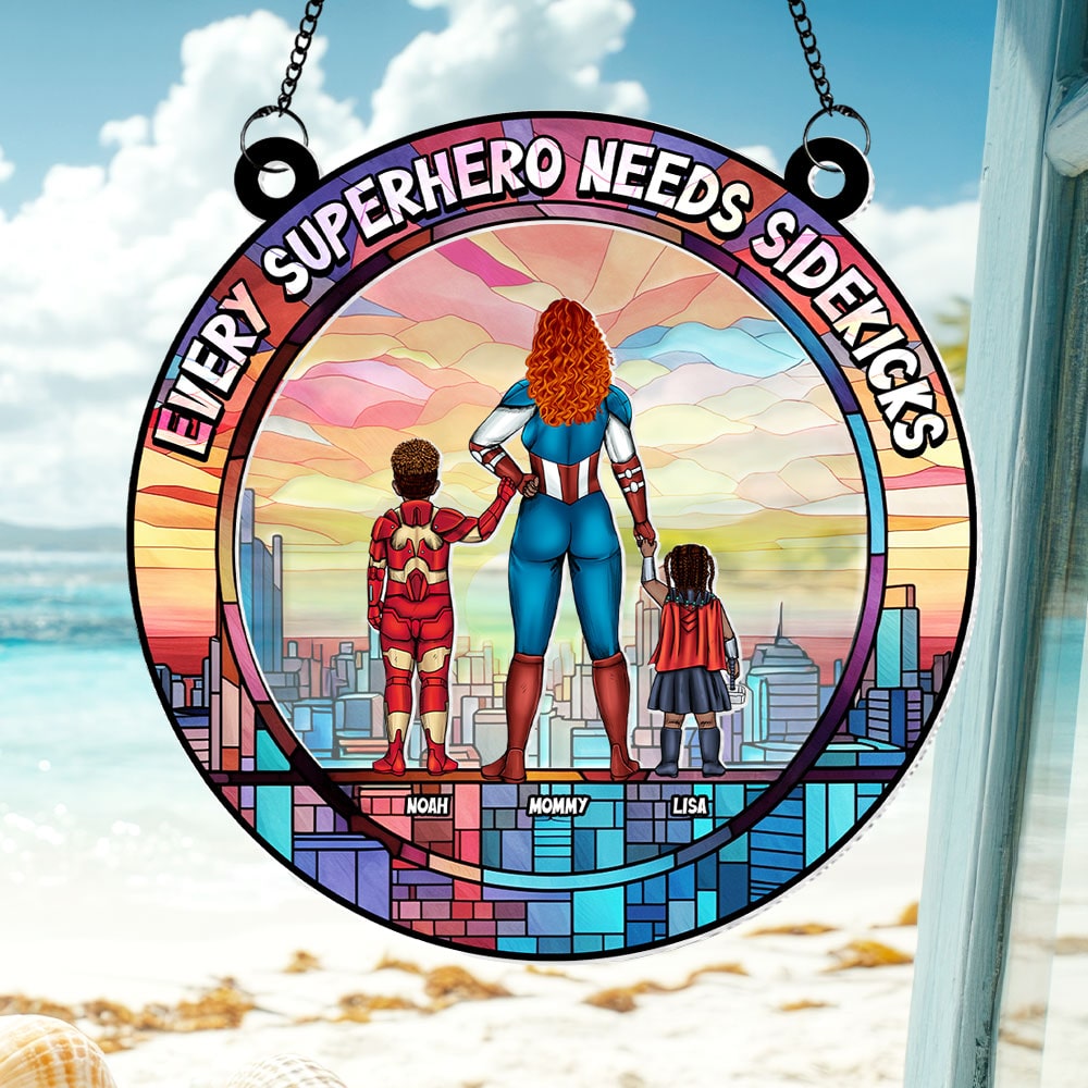 Personalized Supermom Suncatcher Gift for Mom | Family Decor