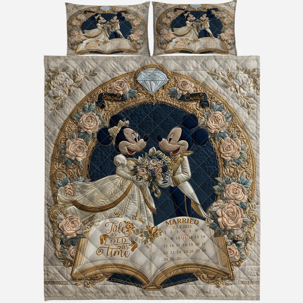 Personalized Fairy Tale Quilt Bedding Set for Couples Gift Quilted Bedding Set GradoCreations