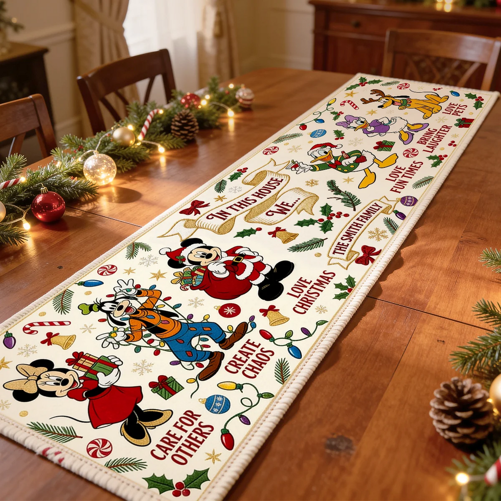 Personalized Christmas Quilt Table Runner Custom Family Name Gift Quilt Table Runner GradoCreations