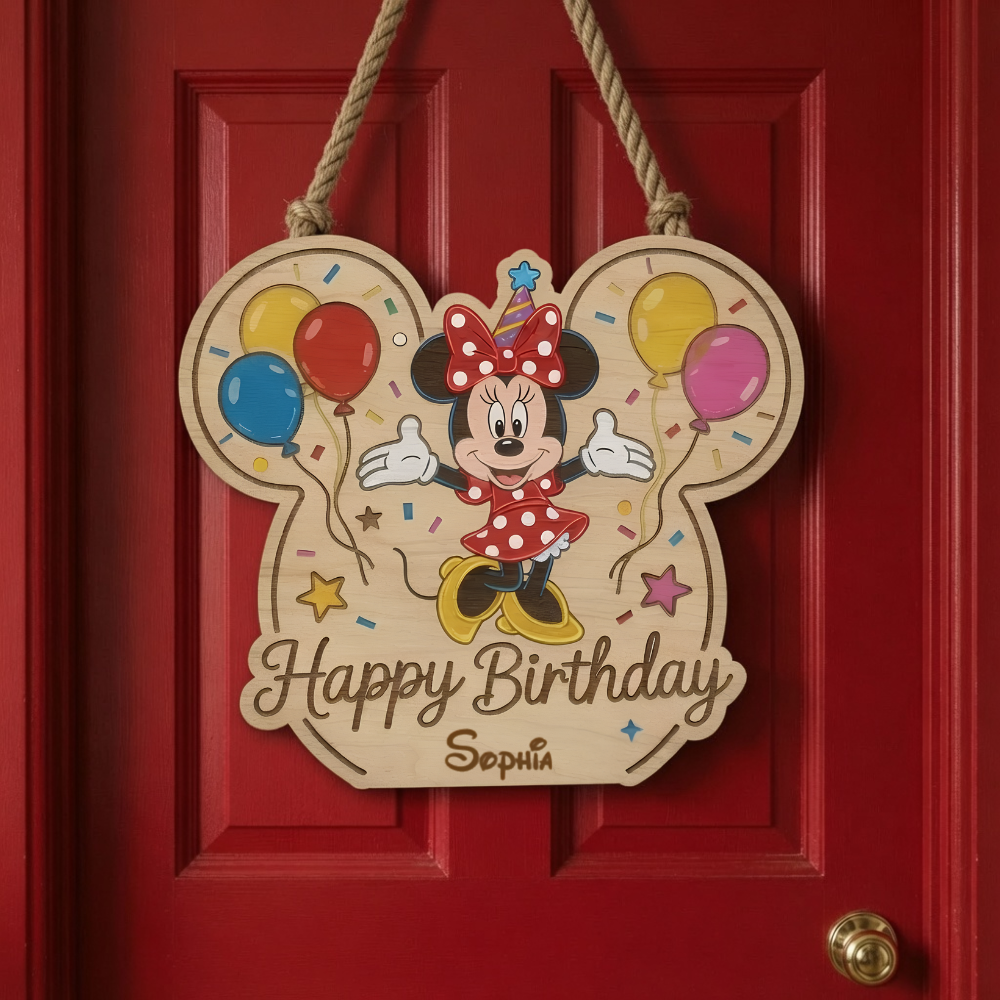 Personalized Mickey Mouse Birthday Wood Sign Gift Decor Wood Sign GradoCreations