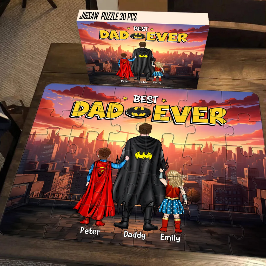 Personalized Best Dad Ever Puzzle Custom Family Gift Puzzle GradoCreations