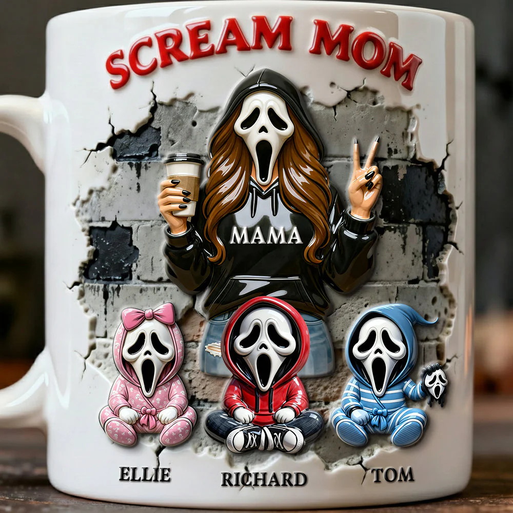 Personalized Scream Mom Coffee Mug Halloween Gift for Mom Mug GradoCreations