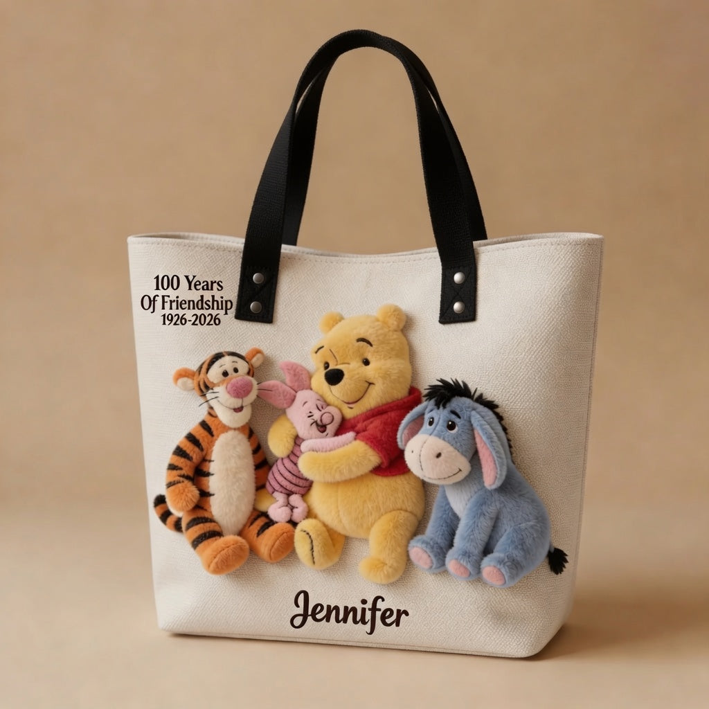 Personalized Winnie the Pooh Tote Bag Custom Name Gift for Movie Fans