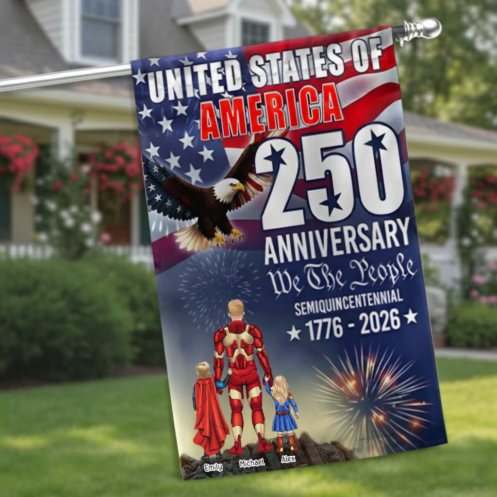 Personalized 250th Anniversary American Flag Family Gift Flag GradoCreations
